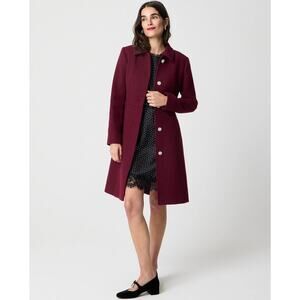 J. Crew Women's Lady Day Coat with Jeweled Buttons Burgundy Size 8P NWT